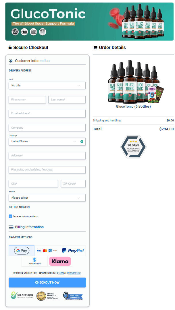 Gluco Mild order page